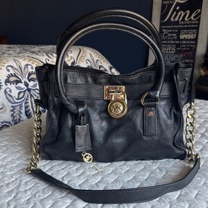 Michael Kors Black Satchel with Gold Accents